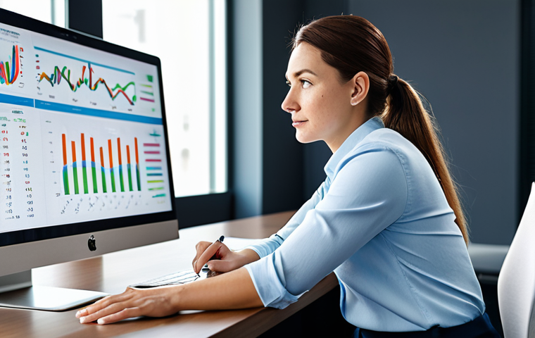 A focused female entrepreneur, fully clothed in a modest business casual attire, seated at a sleek desk in a brightly lit, modern co-working space. She is meticulously analyzing digital charts and user feedback data displayed on a large monitor. Her expression is thoughtful and insightful, reflecting data-driven decision-making and strategic growth from customer insights. safe for work, appropriate content, fully clothed, professional, perfect anatomy, correct proportions, natural pose, well-formed hands, proper finger count, natural body proportions, professional photography, high quality, realistic.